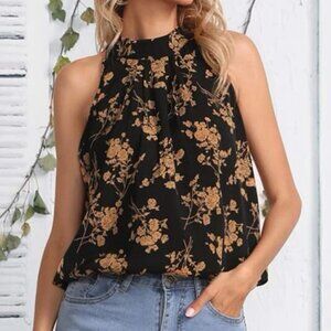 Floral Print Halter Blouse Size S